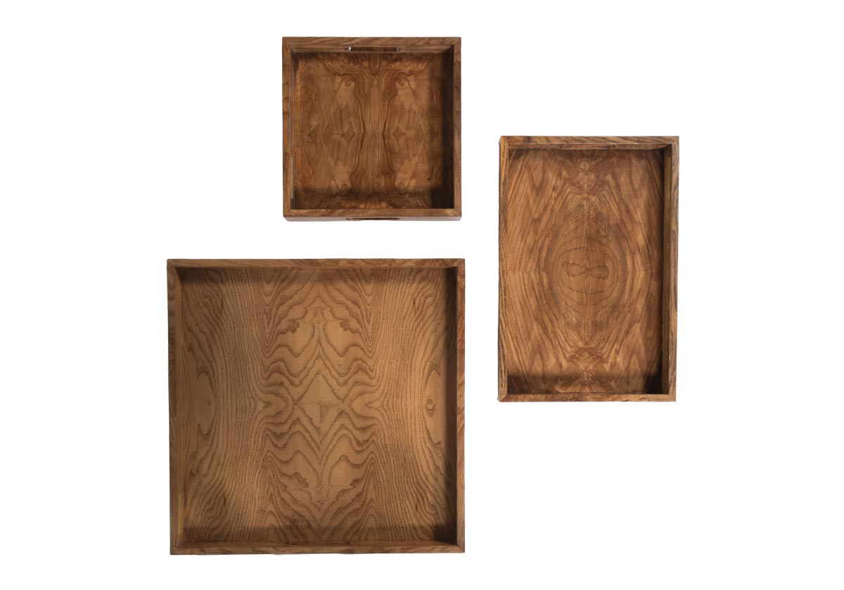 Plateau en bois de loupe avec grain naturel luxueux pour coiffeuse et chariot de bar