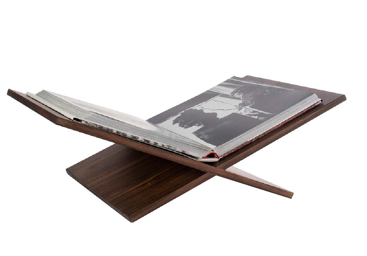 Support de présentation pour livres en noyer avec grain naturel pour étagères et table basse