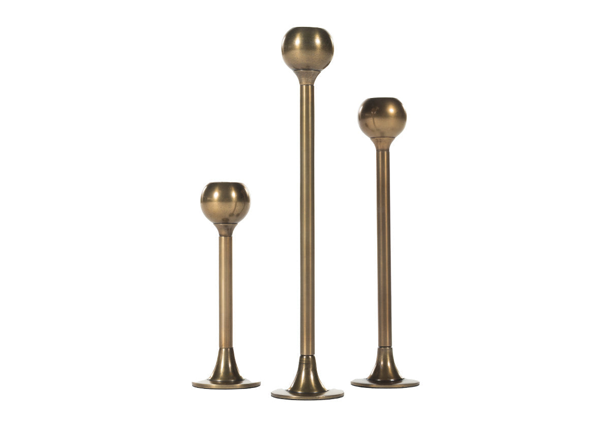 Chandelier Orbe Vintage-Moderne en Laiton avec Base Trompette pour Manteaux de Cheminée et Étagères