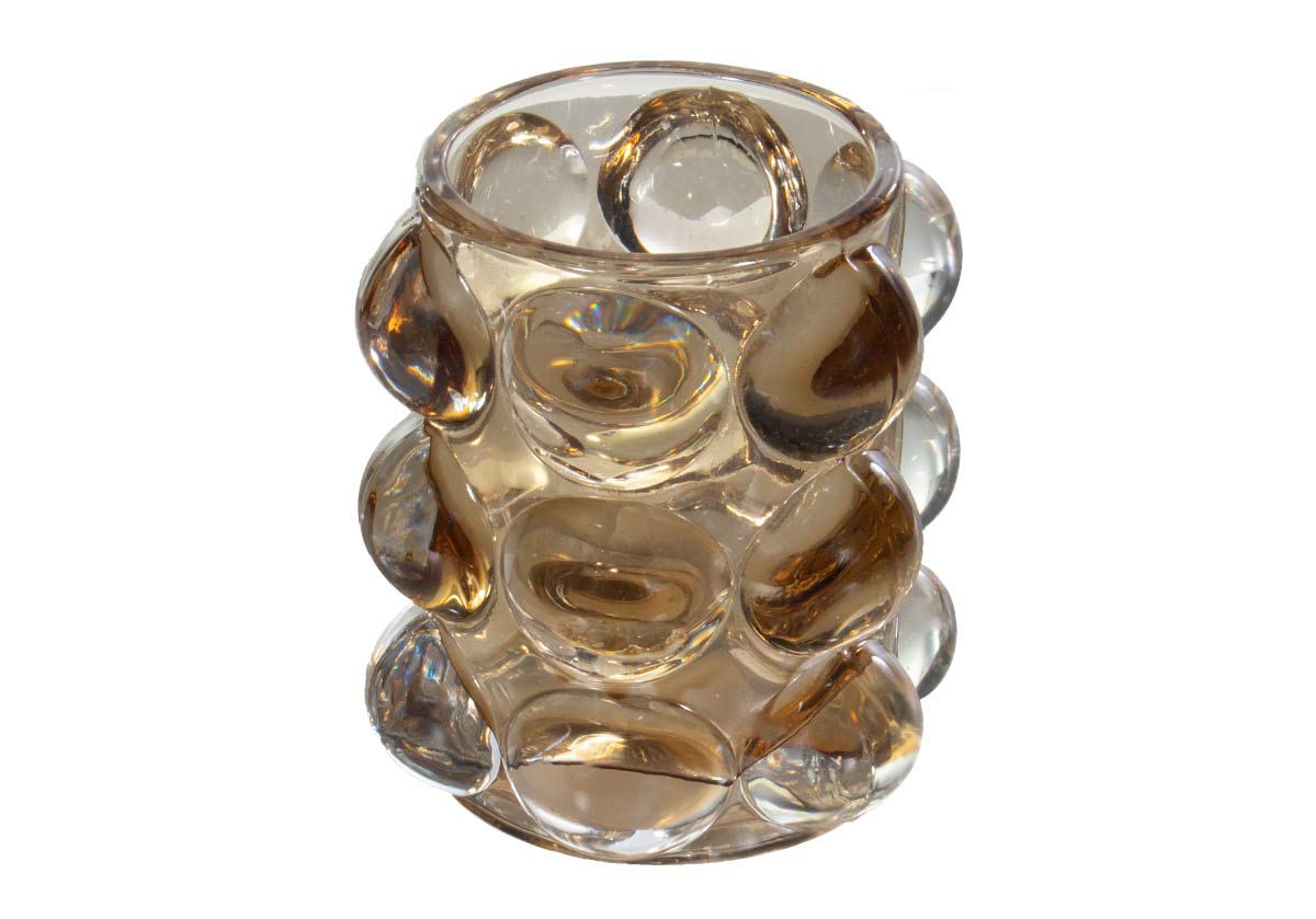 Photophore bulle en verre texturé, forme arrondie polyvalente pour toutes les pièces