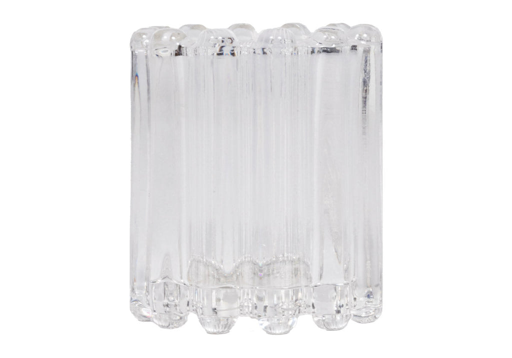 Photophore en verre cannelé texturé avec forme arrondie polyvalente pour n'importe quelle pièce