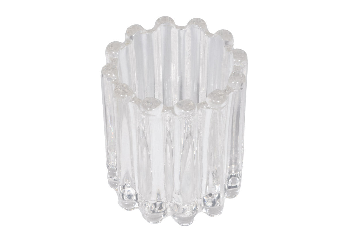 Photophore en verre cannelé texturé avec forme arrondie polyvalente pour n'importe quelle pièce
