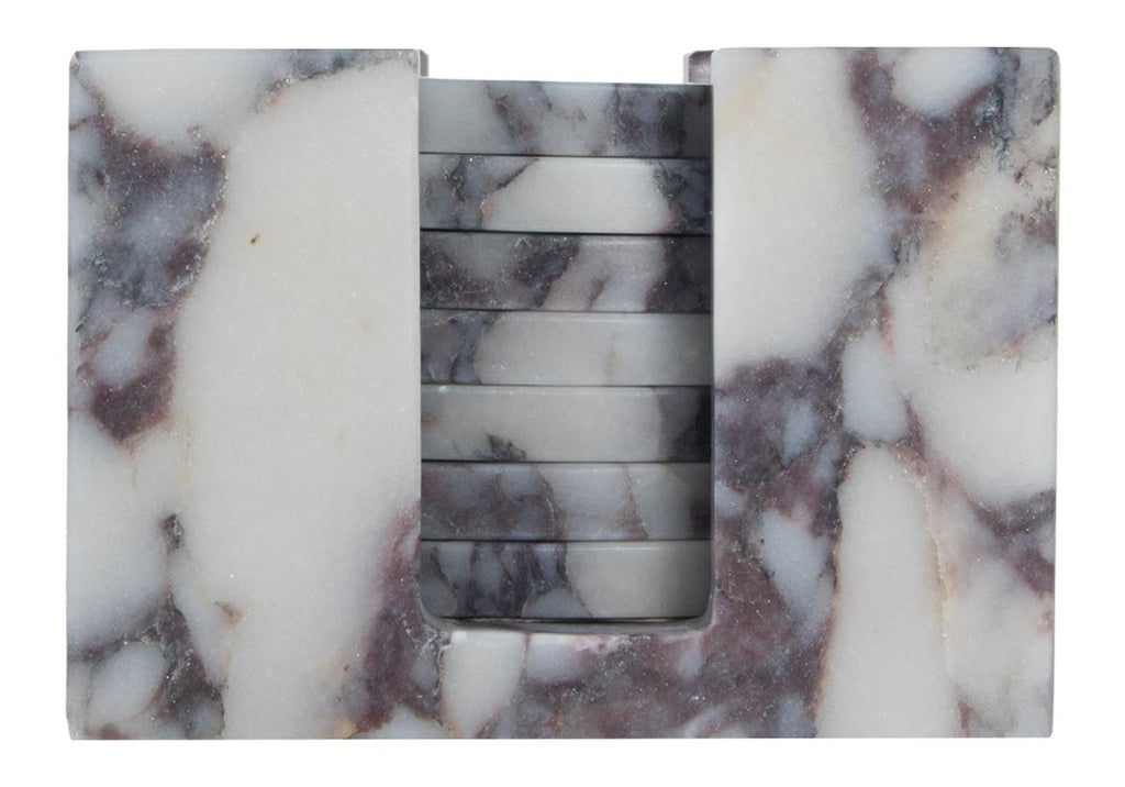 Ensemble de sous-verres en marbre sculpté avec veinage naturel pour table basse et cuisine