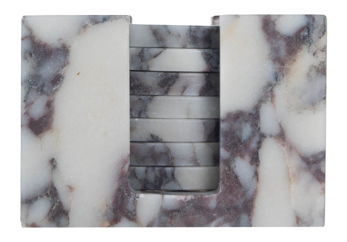 Ensemble de sous-verres en marbre sculpté avec veinage naturel pour table basse et cuisine