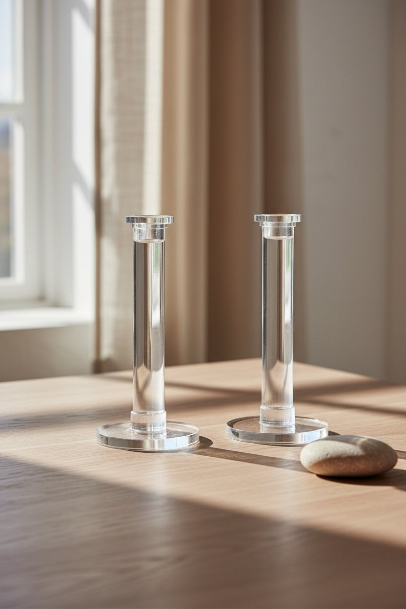Ensemble de chandeliers élégants en cristal avec forme cylindrique pour cheminée et table à manger