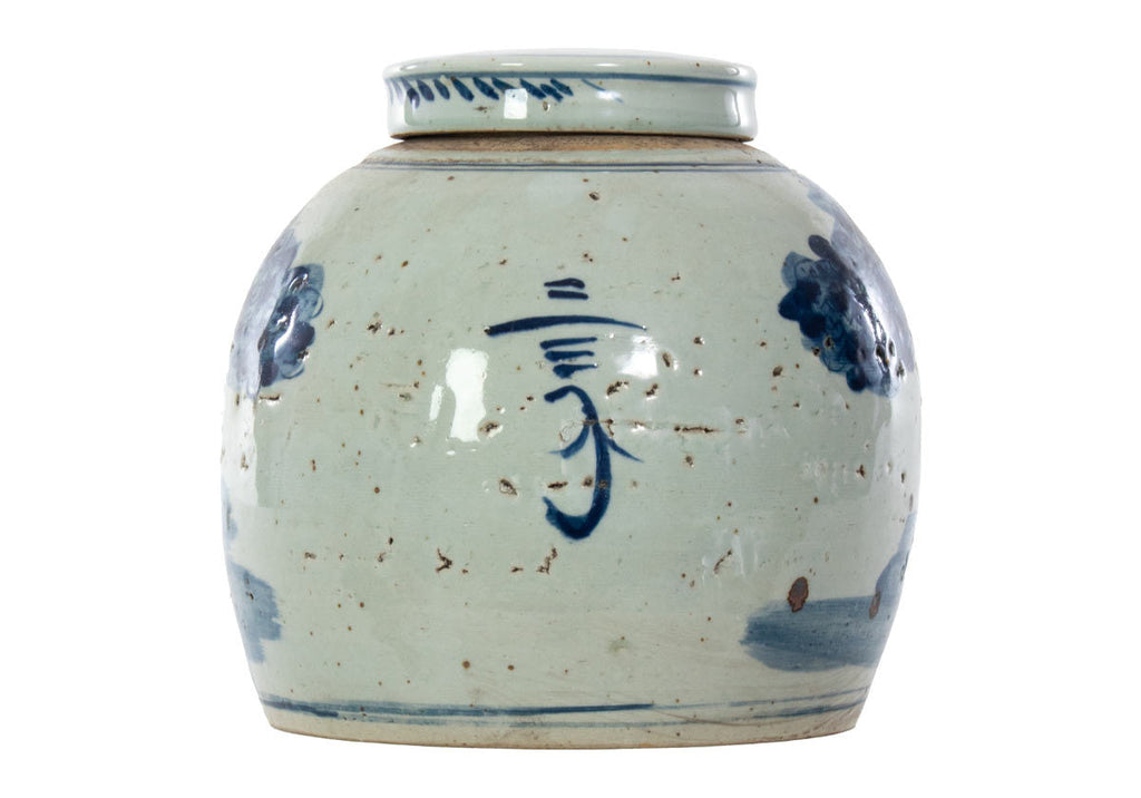 Vase temple en porcelaine bleue avec motif de figurines peintes à la main pour salon