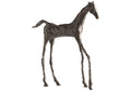 Sculpture de cheval en bronze avec une finition rustique chaleureuse pour étagère et table basse