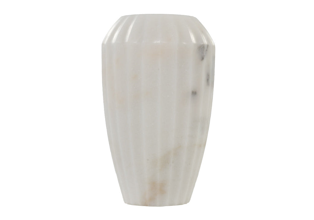 Vase cannelé en marbre blanc avec motif en pierre naturelle pour toutes les pièces