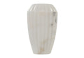 Vase cannelé en marbre blanc avec motif en pierre naturelle pour toutes les pièces