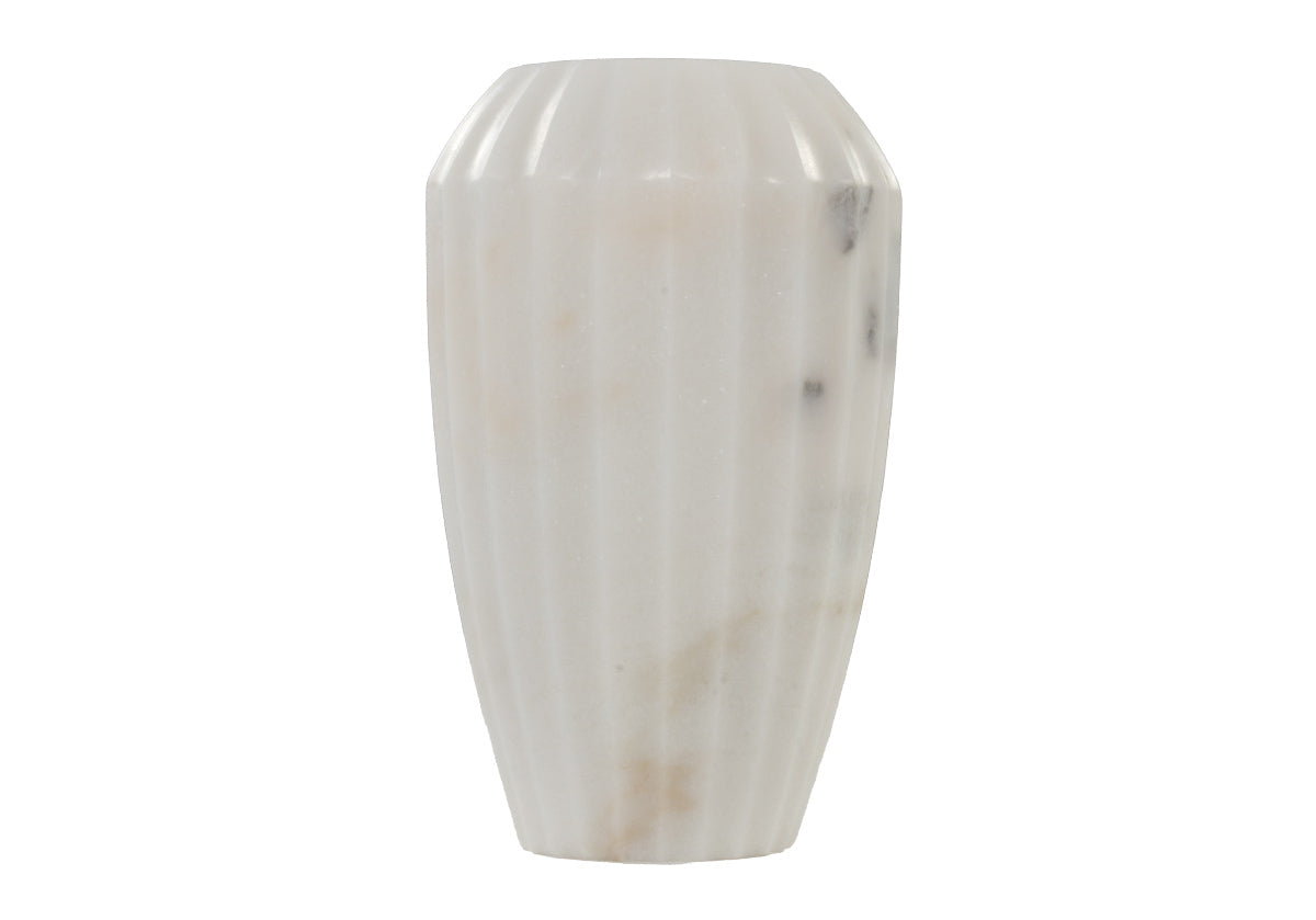 Vase cannelé en marbre blanc avec motif en pierre naturelle pour toutes les pièces