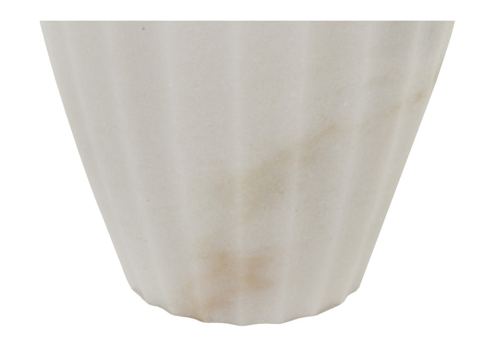 Vase cannelé en marbre blanc avec motif en pierre naturelle pour toutes les pièces
