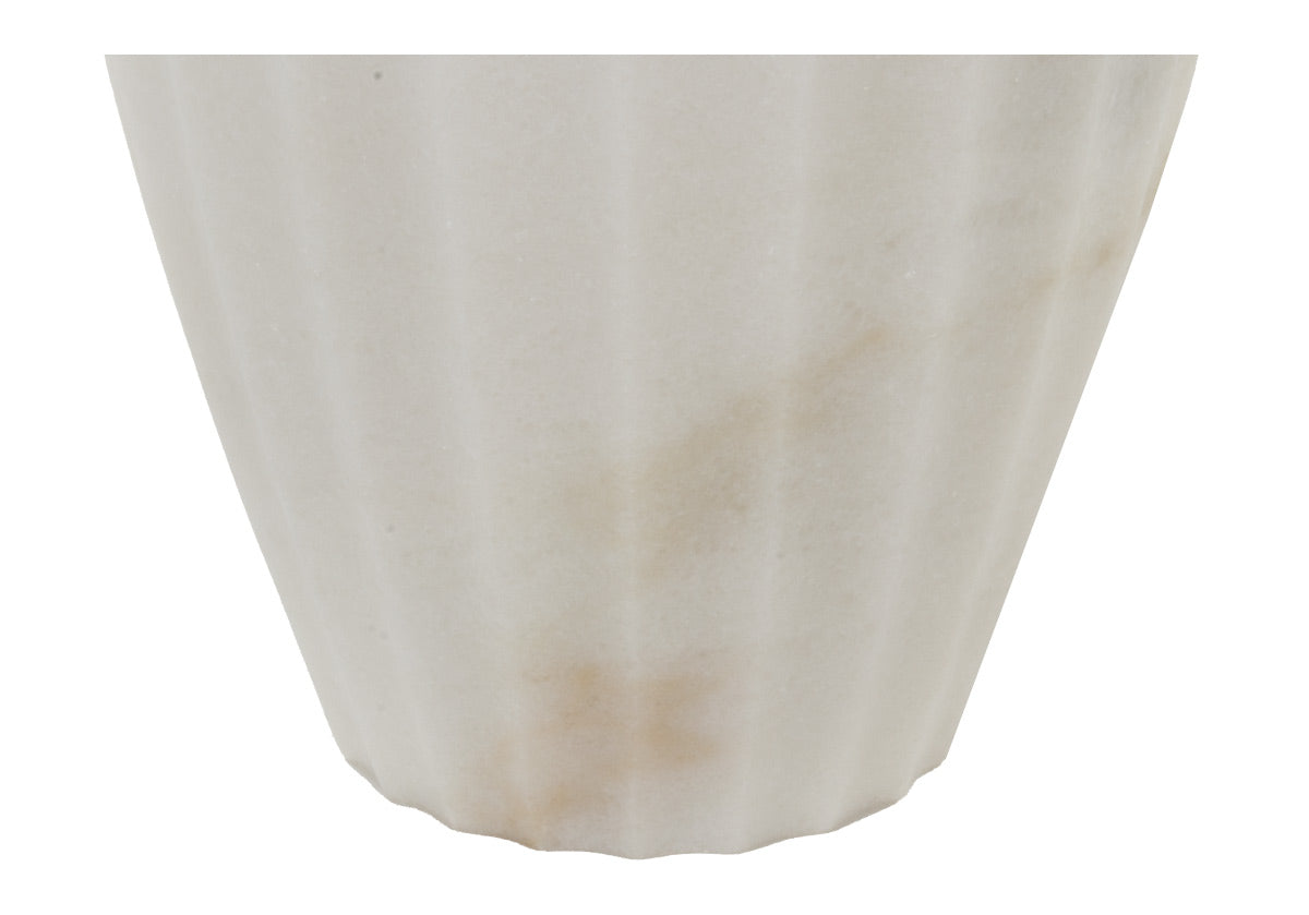 Vase cannelé en marbre blanc avec motif en pierre naturelle pour toutes les pièces