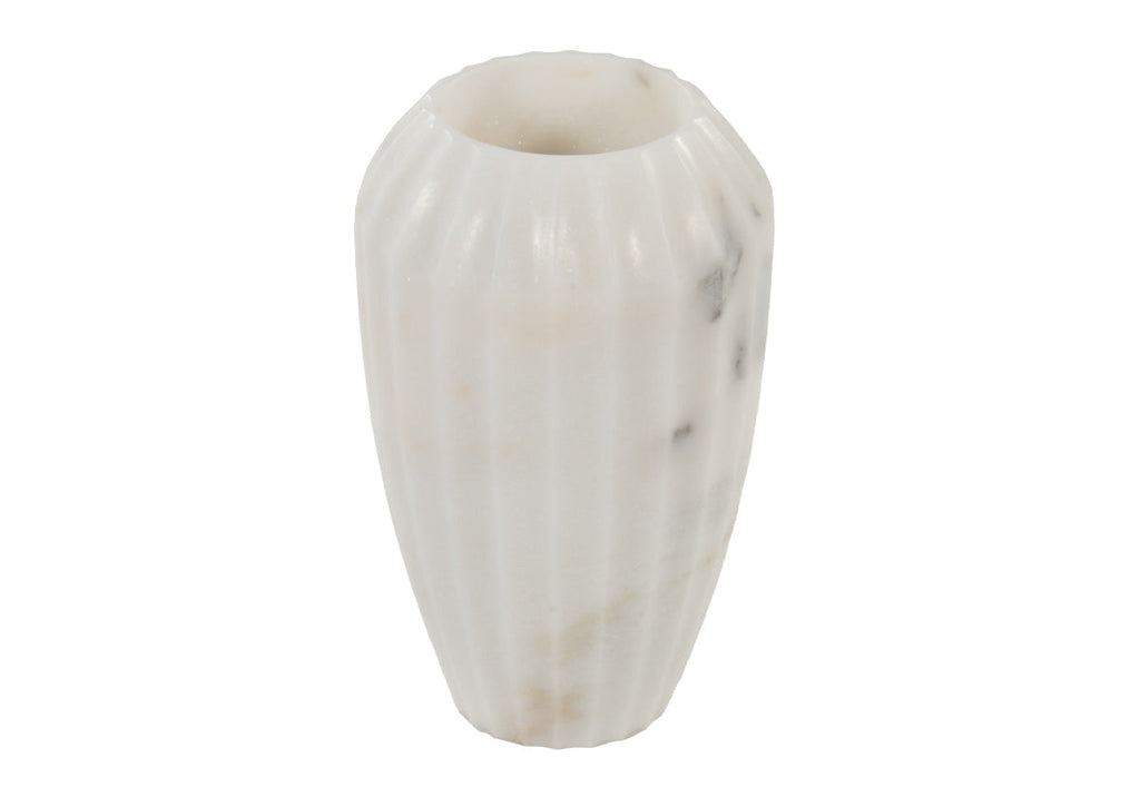 Vase cannelé en marbre blanc avec motif en pierre naturelle pour toutes les pièces