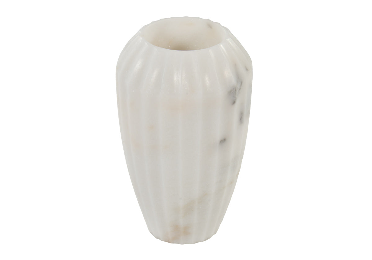 Vase cannelé en marbre blanc avec motif en pierre naturelle pour toutes les pièces