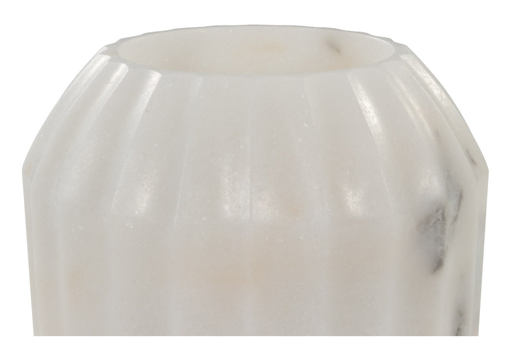 Vase cannelé en marbre blanc avec motif en pierre naturelle pour toutes les pièces