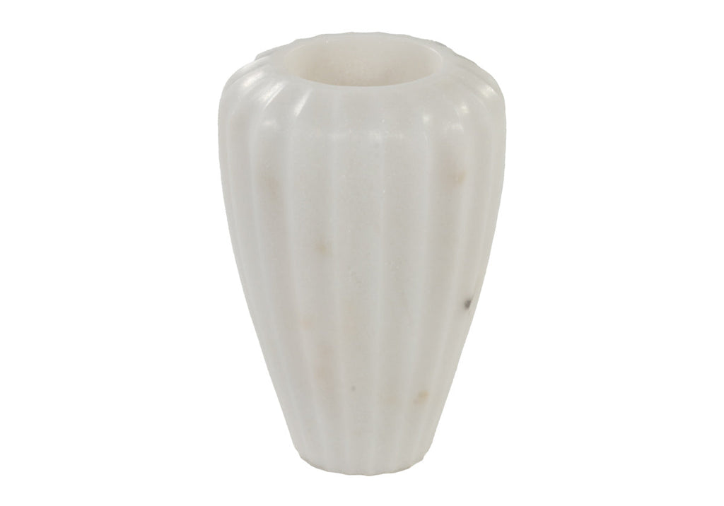 Vase cannelé en marbre blanc avec motif en pierre naturelle pour toutes les pièces