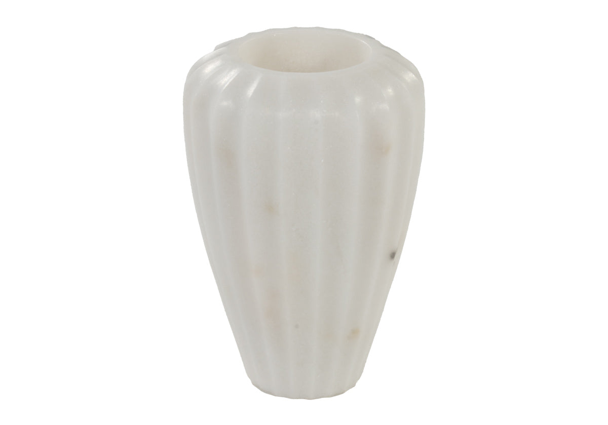 Vase cannelé en marbre blanc avec motif en pierre naturelle pour toutes les pièces