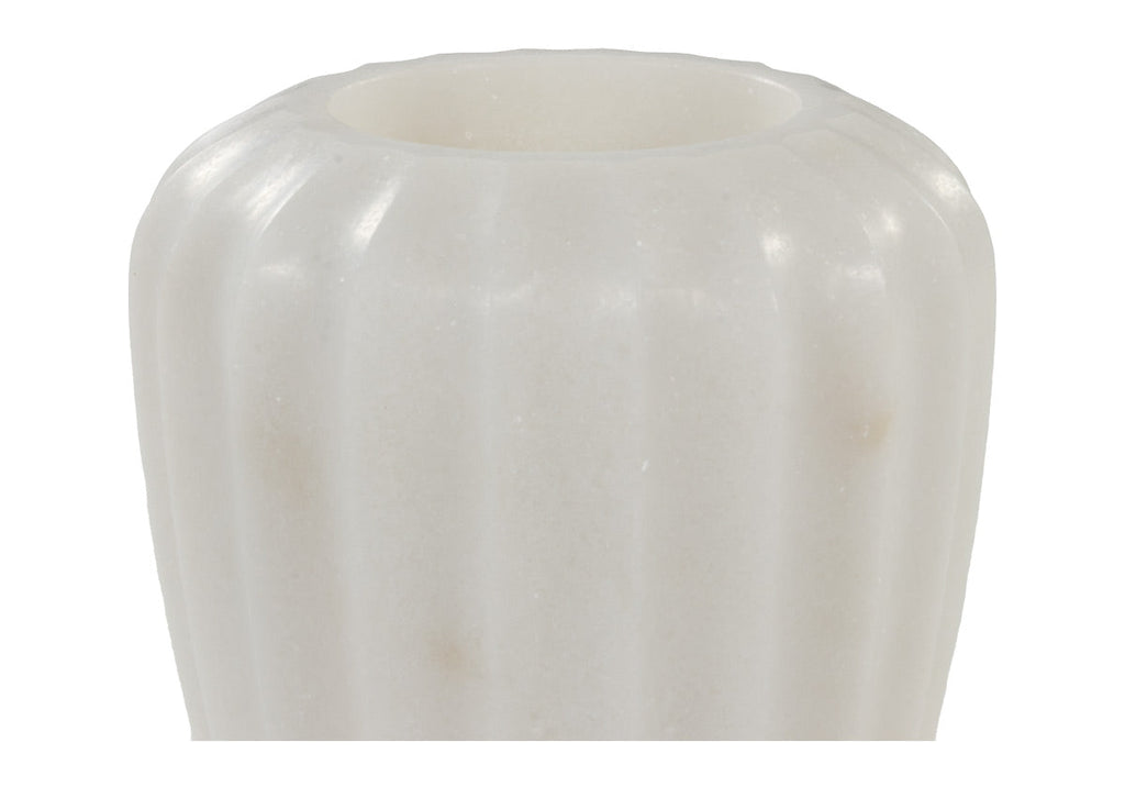 Vase cannelé en marbre blanc avec motif en pierre naturelle pour toutes les pièces