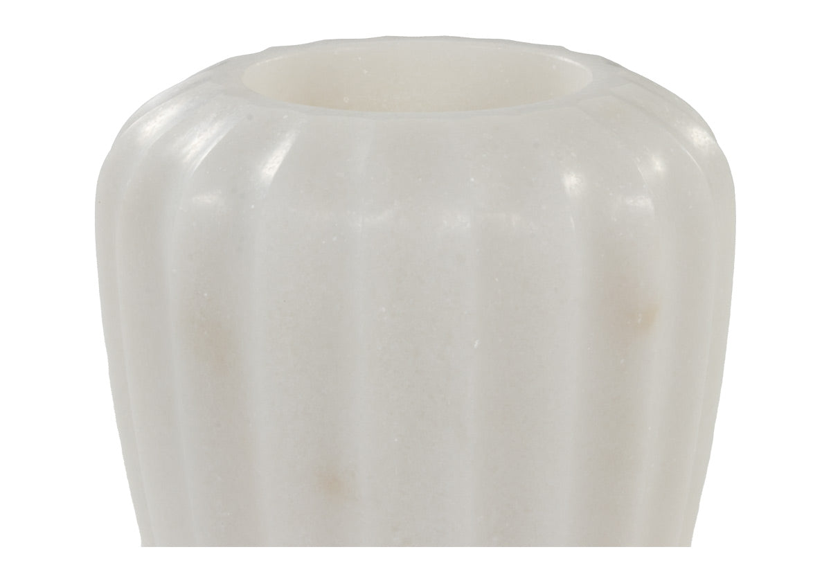 Vase cannelé en marbre blanc avec motif en pierre naturelle pour toutes les pièces