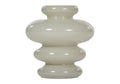 Vase sculptural en verre gris avec texture striée horizontale pour salon