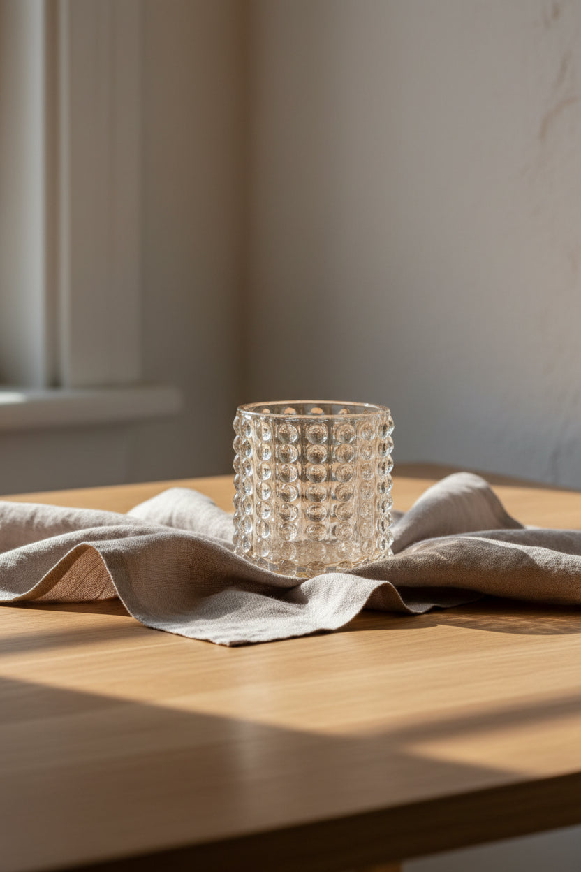 Vase en verre texturé ambré avec motif à bulles pour le salon
