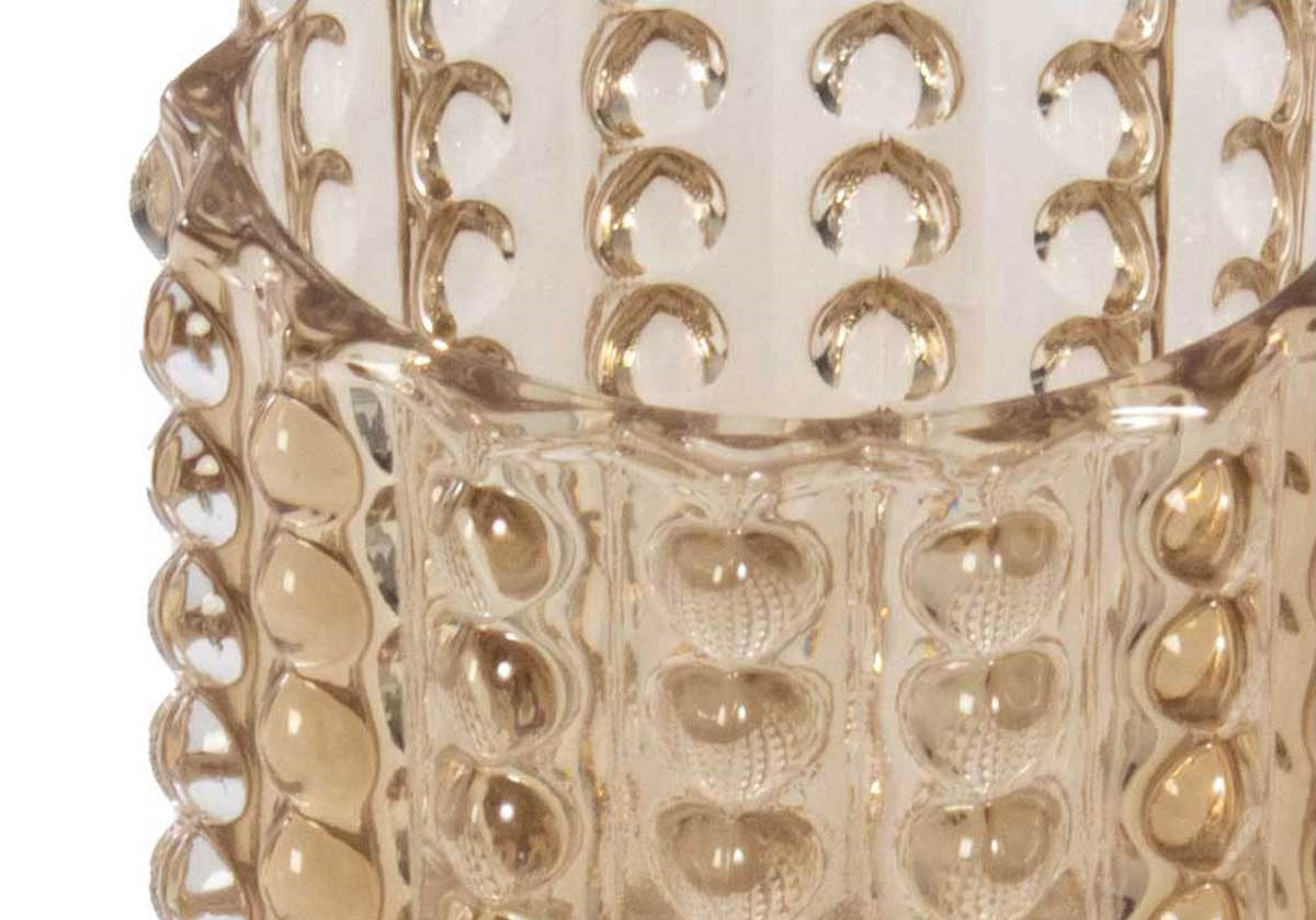 Vase en verre texturé ambré avec motif à bulles pour le salon