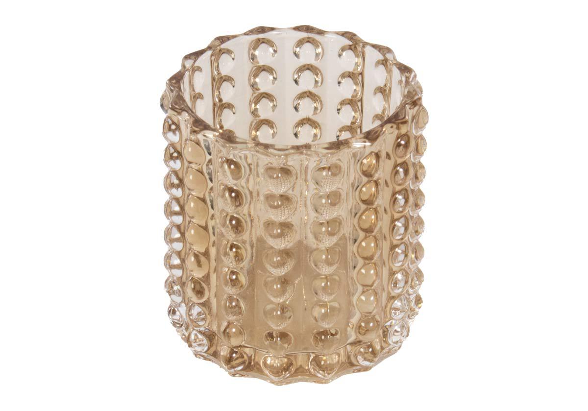 Vase en verre texturé ambré avec motif à bulles pour le salon