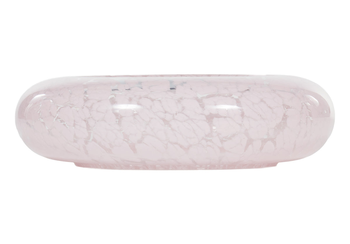 Vide-poche en verre rose soufflé à la main avec motif italien complexe pour entrée