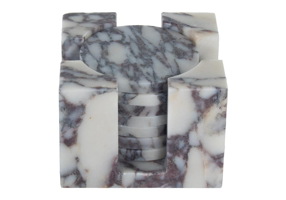 Ensemble de sous-verres en marbre sculpté avec veinage naturel pour table basse et cuisine
