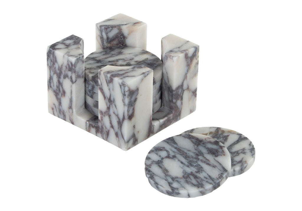 Ensemble de sous-verres en marbre sculpté avec veinage naturel pour table basse et cuisine