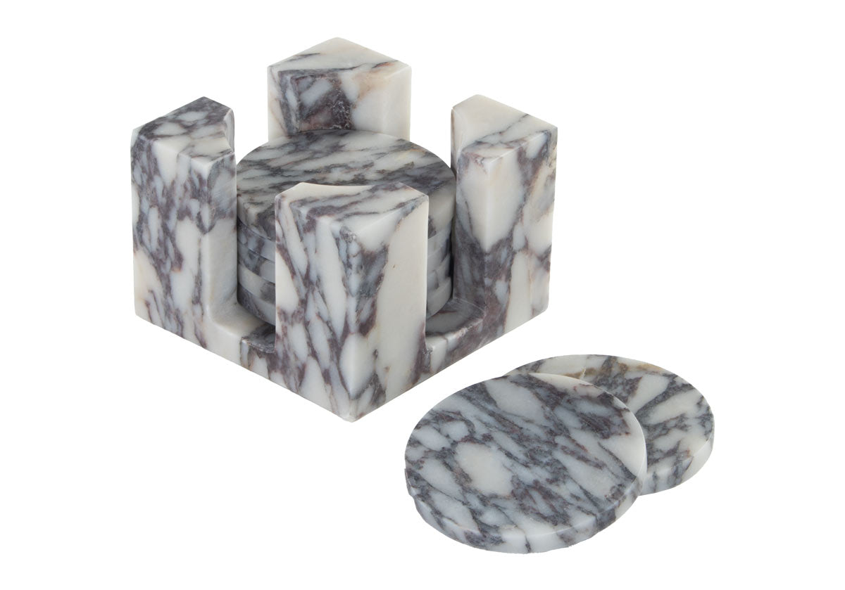 Ensemble de sous-verres en marbre sculpté avec veinage naturel pour table basse et cuisine