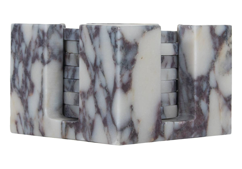 Ensemble de sous-verres en marbre sculpté avec veinage naturel pour table basse et cuisine