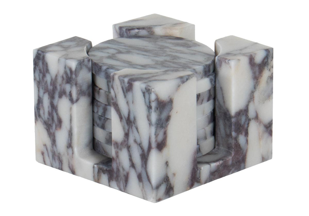 Ensemble de sous-verres en marbre sculpté avec veinage naturel pour table basse et cuisine