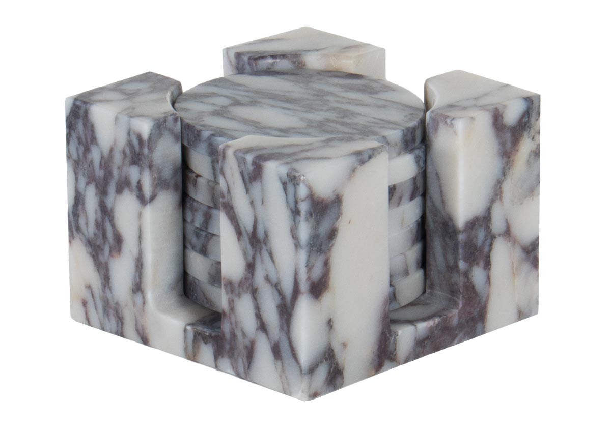 Ensemble de sous-verres en marbre sculpté avec veinage naturel pour table basse et cuisine