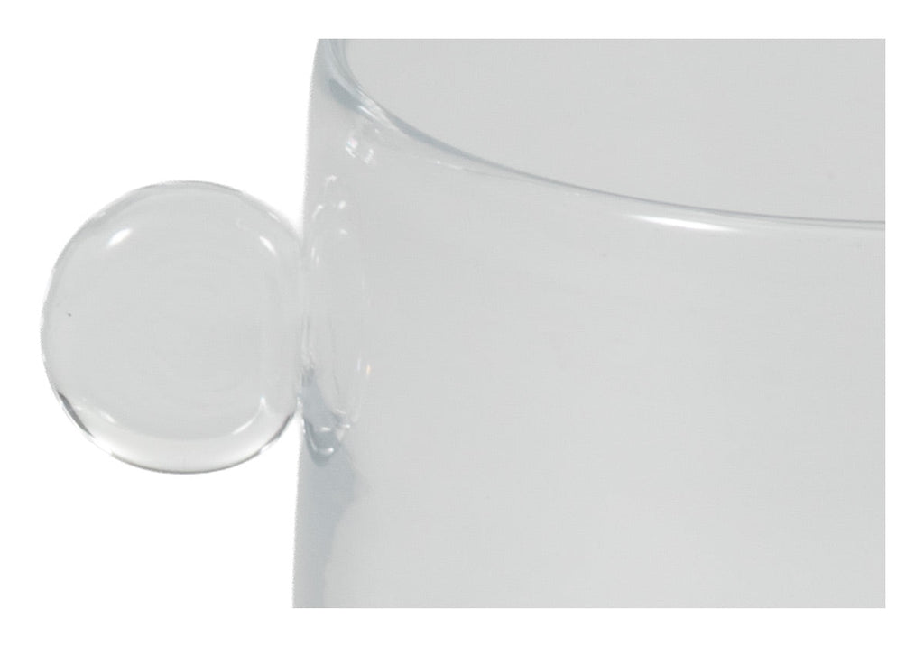 Vase sculptural artisanal en verre transparent avec poignées arrondies pour n'importe quelle pièce
