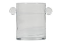 Vase sculptural artisanal en verre transparent avec poignées arrondies pour n'importe quelle pièce