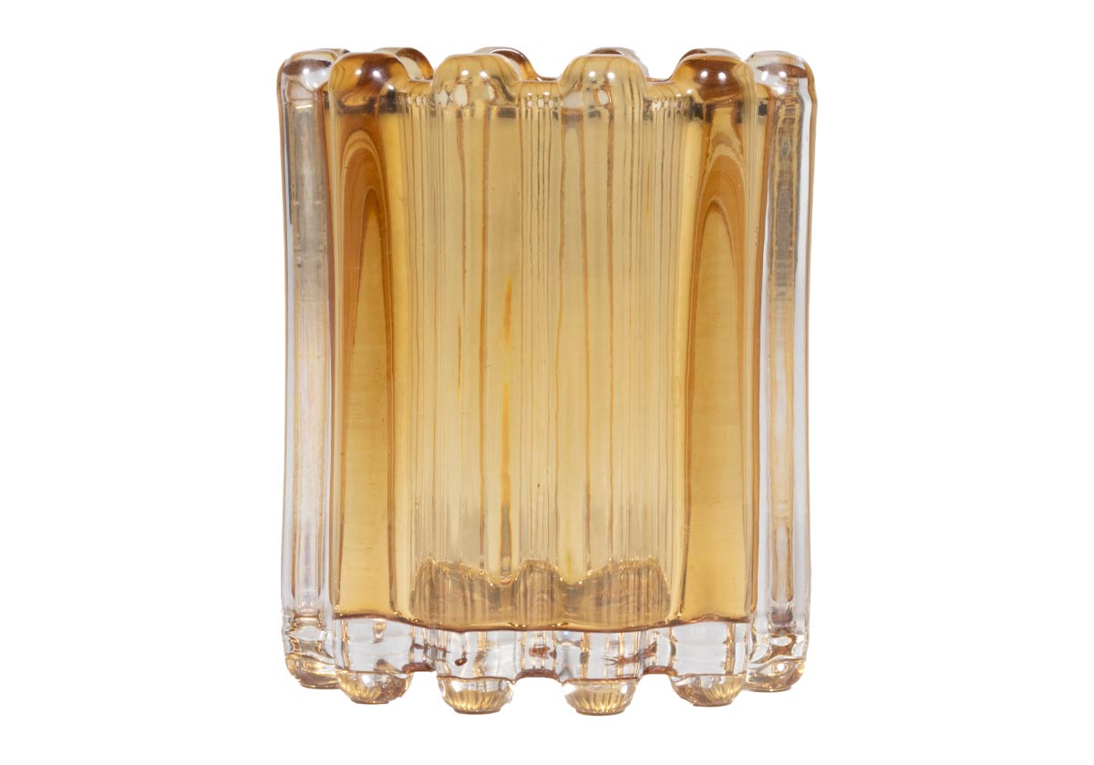 Photophore en verre cannelé texturé avec forme arrondie polyvalente pour n'importe quelle pièce