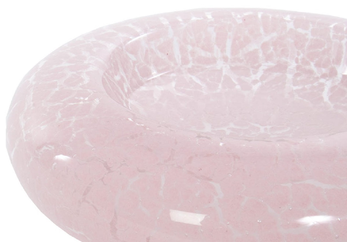 Vide-poche en verre rose soufflé à la main avec motif italien complexe pour entrée