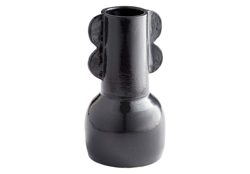 Vase en céramique terre cuite avec glaçure noire d'inspiration autochtone pour étagères