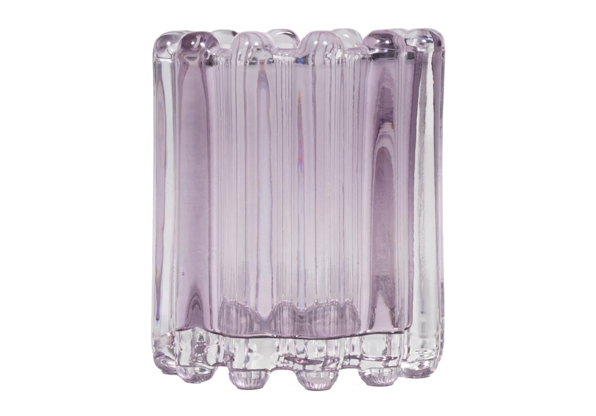 Photophore en verre cannelé texturé avec forme arrondie polyvalente pour n'importe quelle pièce