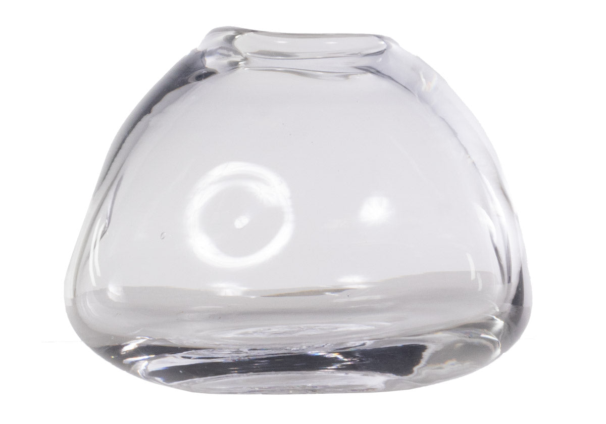 Vase en verre transparent artisanal avec texture alvéolée soufflée à la main pour toute pièce