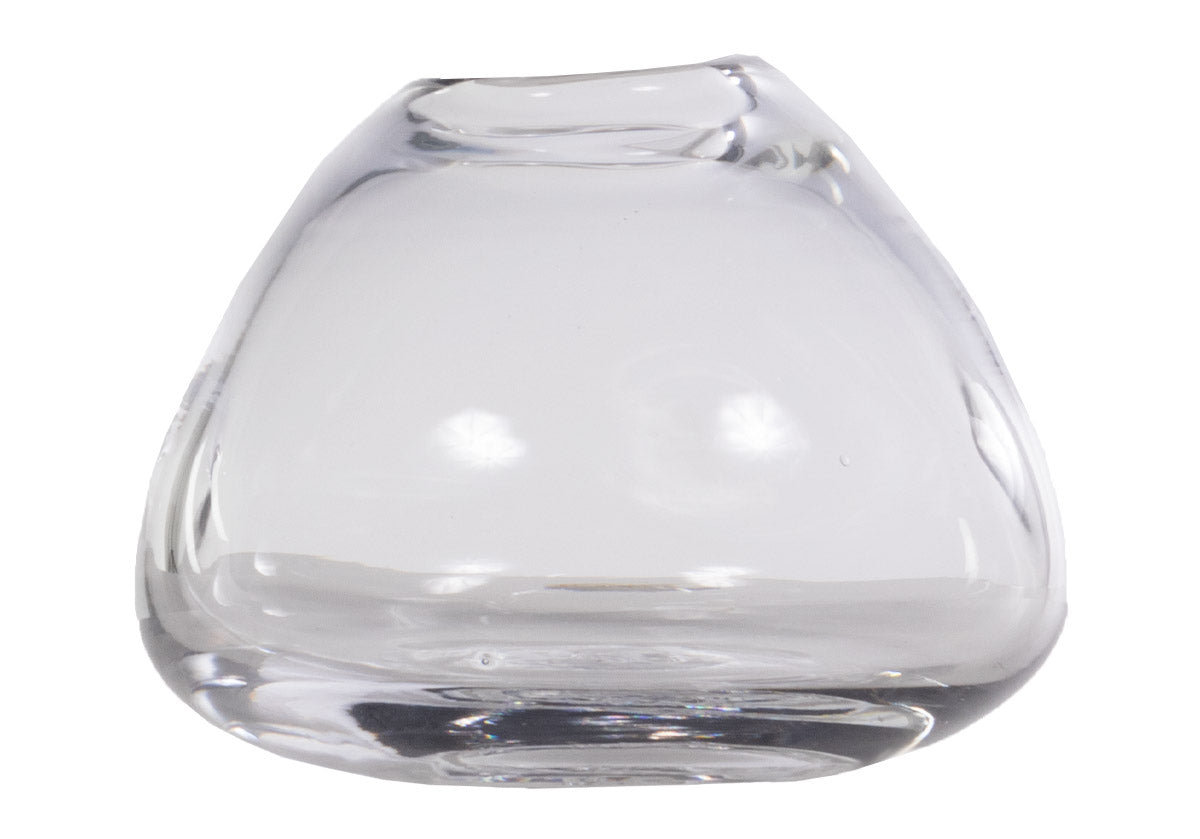 Vase en verre transparent artisanal avec texture alvéolée soufflée à la main pour toute pièce