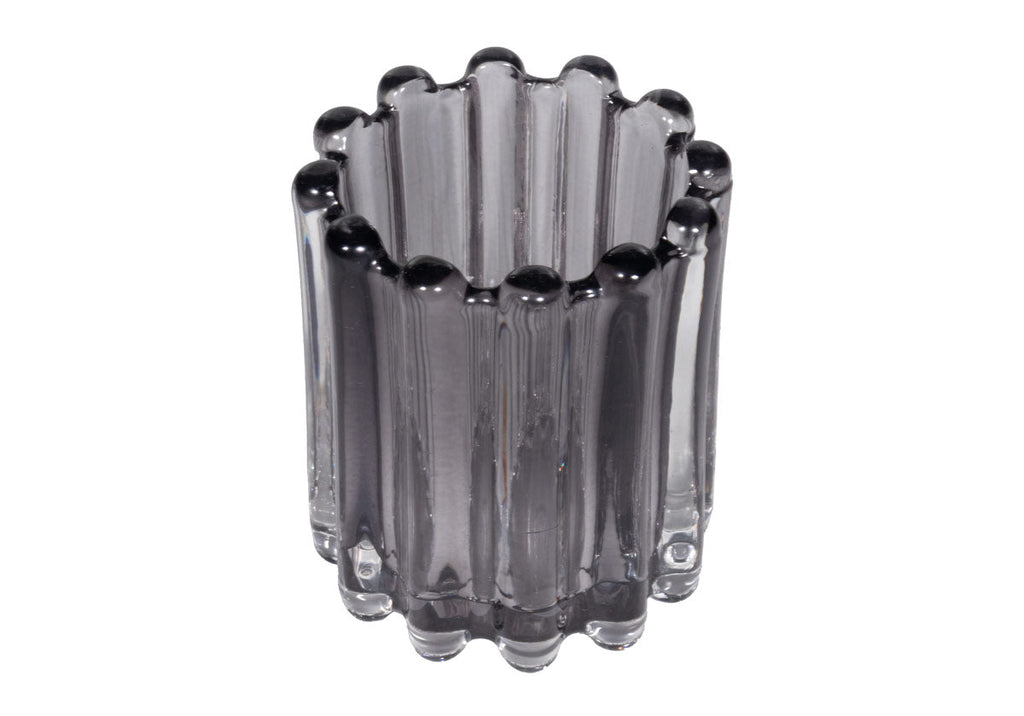 Photophore en verre cannelé texturé avec forme arrondie polyvalente pour n'importe quelle pièce