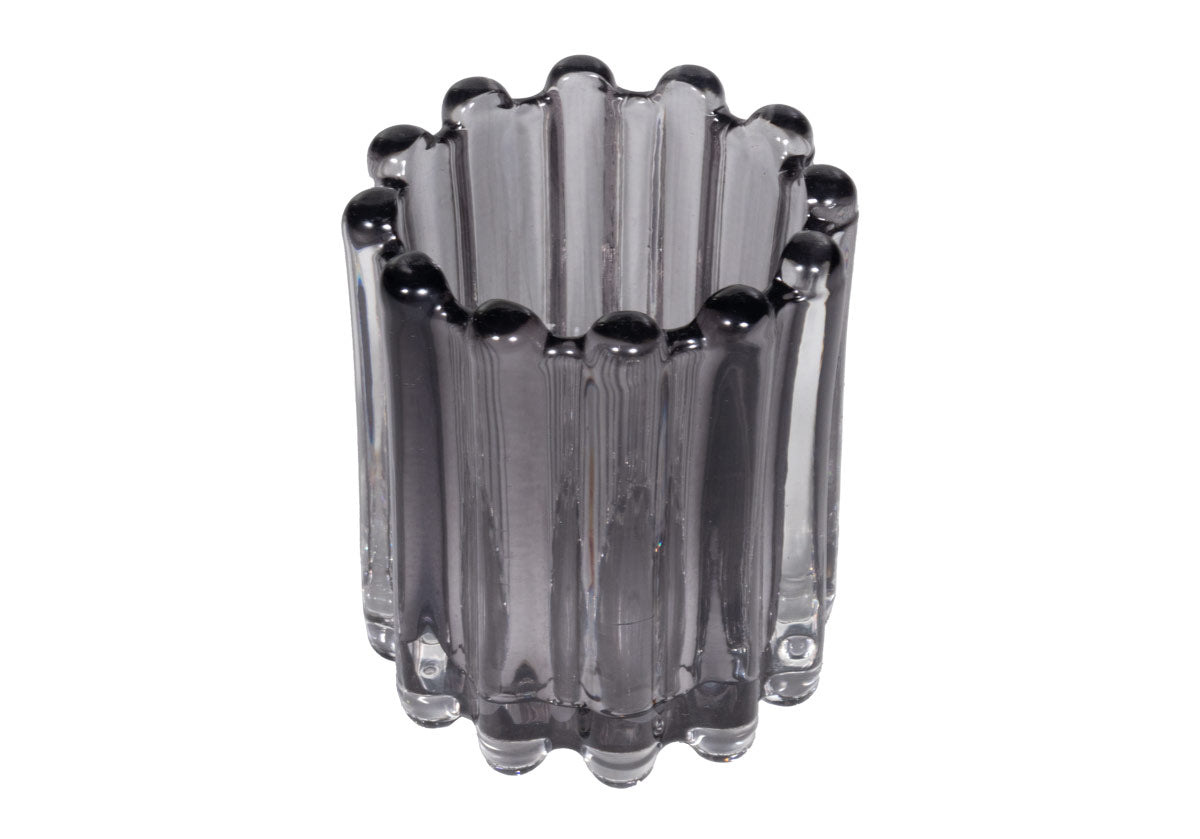 Photophore en verre cannelé texturé avec forme arrondie polyvalente pour n'importe quelle pièce