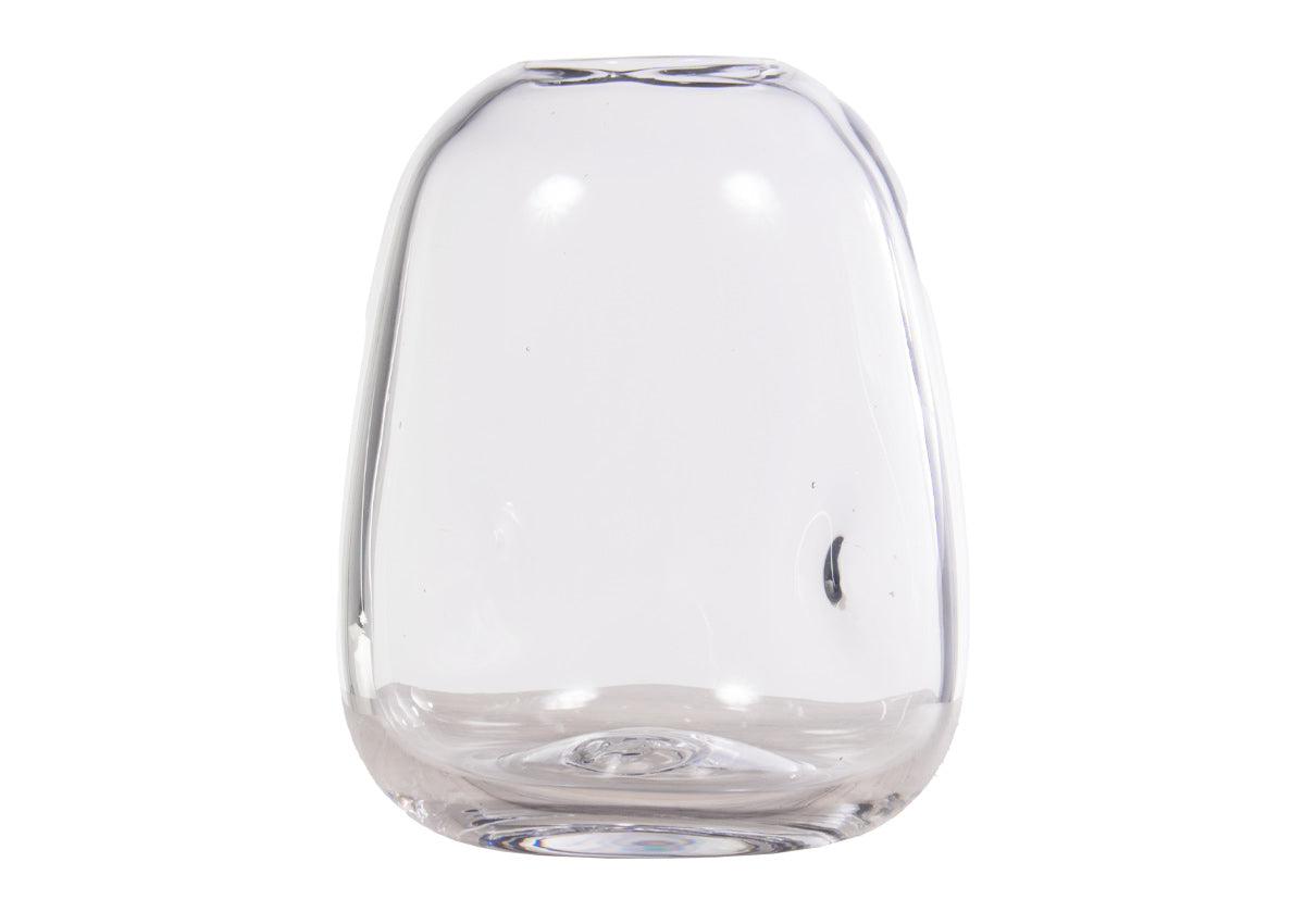 Vase en verre transparent artisanal avec texture alvéolée soufflée à la main pour toute pièce
