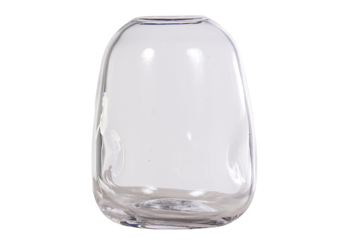 Vase en verre transparent artisanal avec texture alvéolée soufflée à la main pour toute pièce