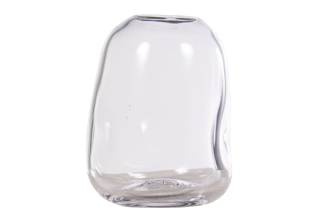 Vase en verre transparent artisanal avec texture alvéolée soufflée à la main pour toute pièce