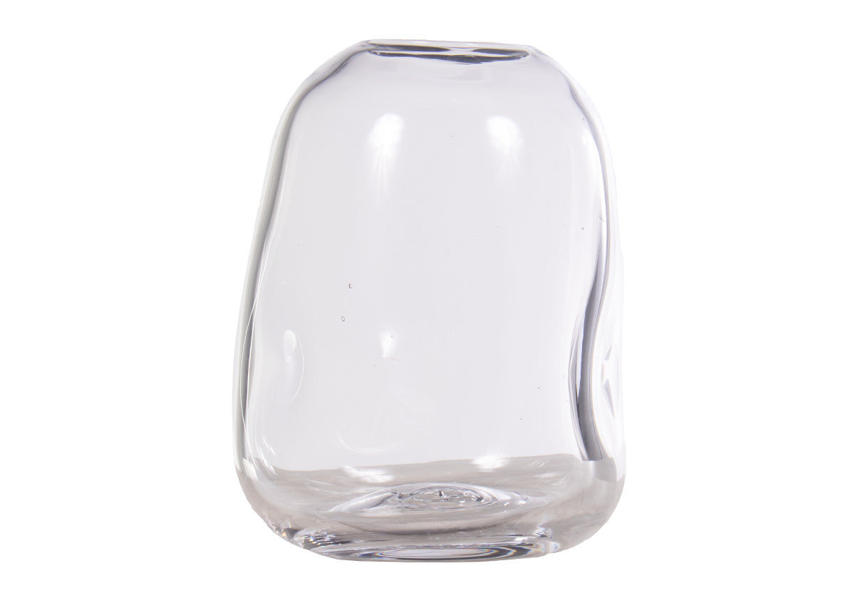 Vase en verre transparent artisanal avec texture alvéolée soufflée à la main pour toute pièce