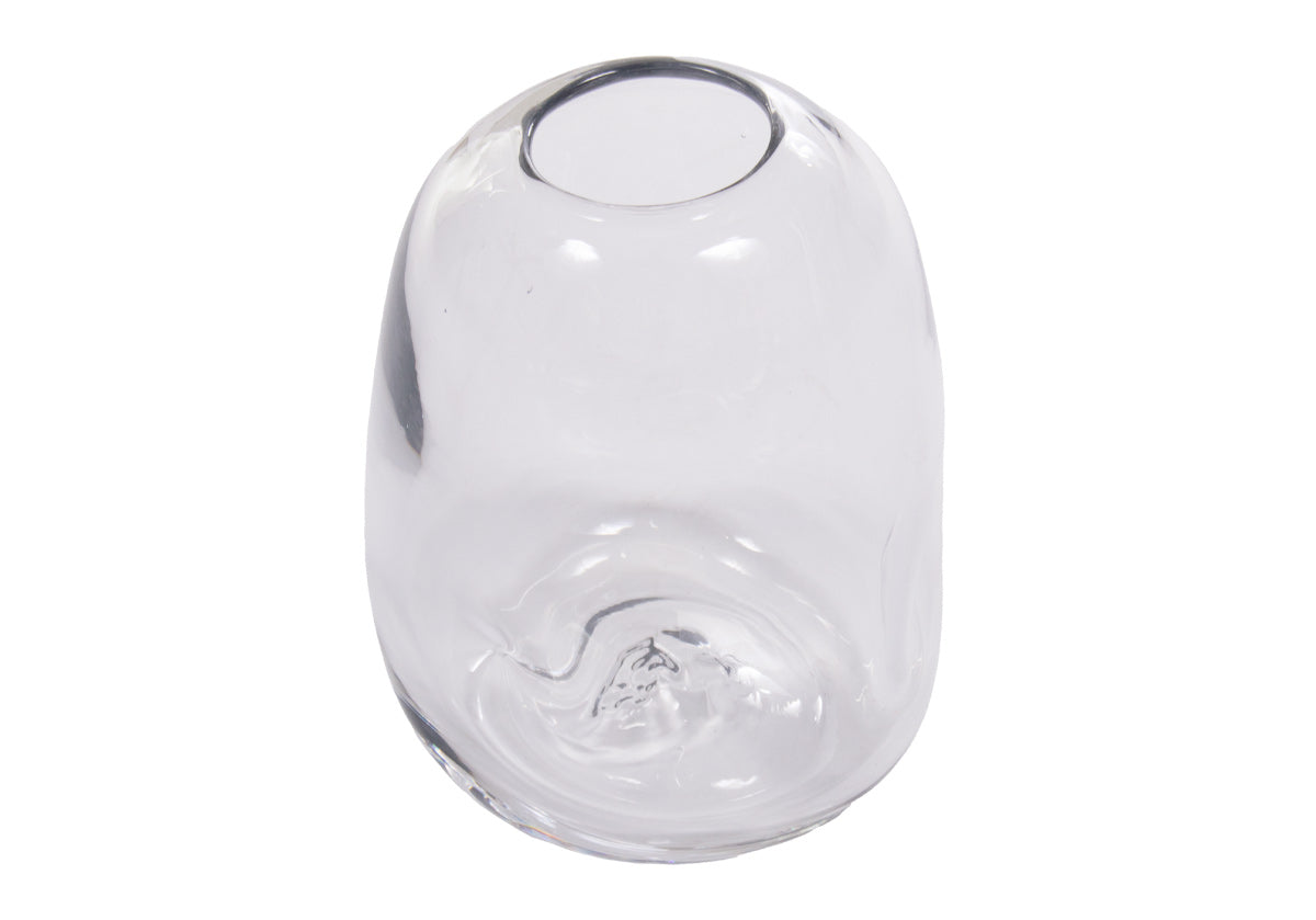 Vase en verre transparent artisanal avec texture alvéolée soufflée à la main pour toute pièce
