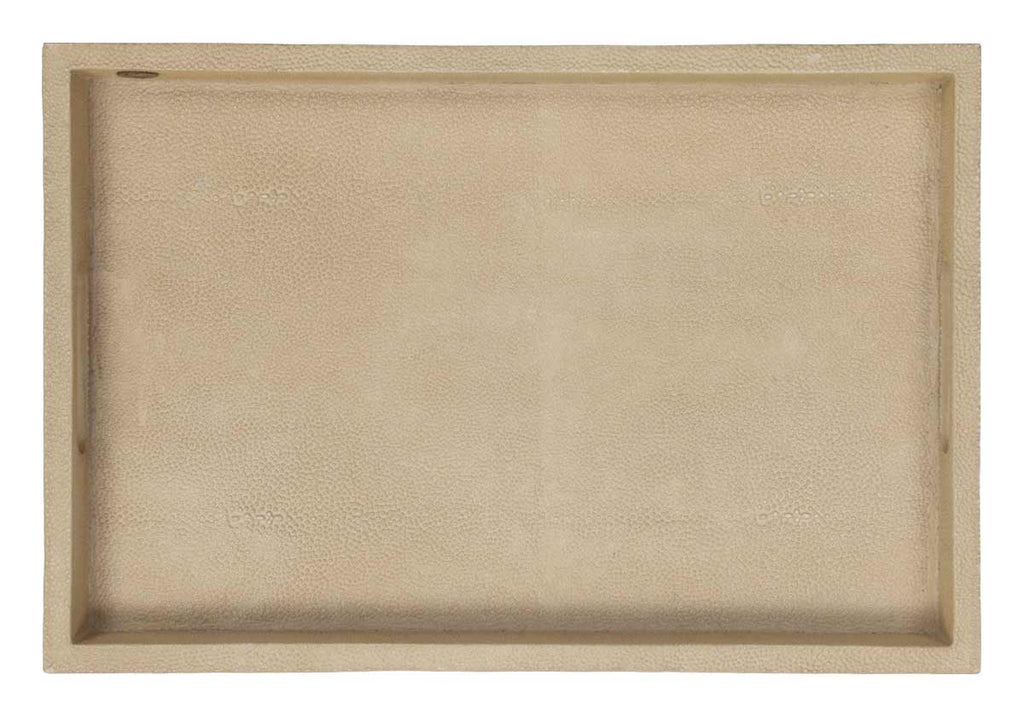 Plateau laqué texturé façon galuchat avec finition os riche pour bureau et table de chevet